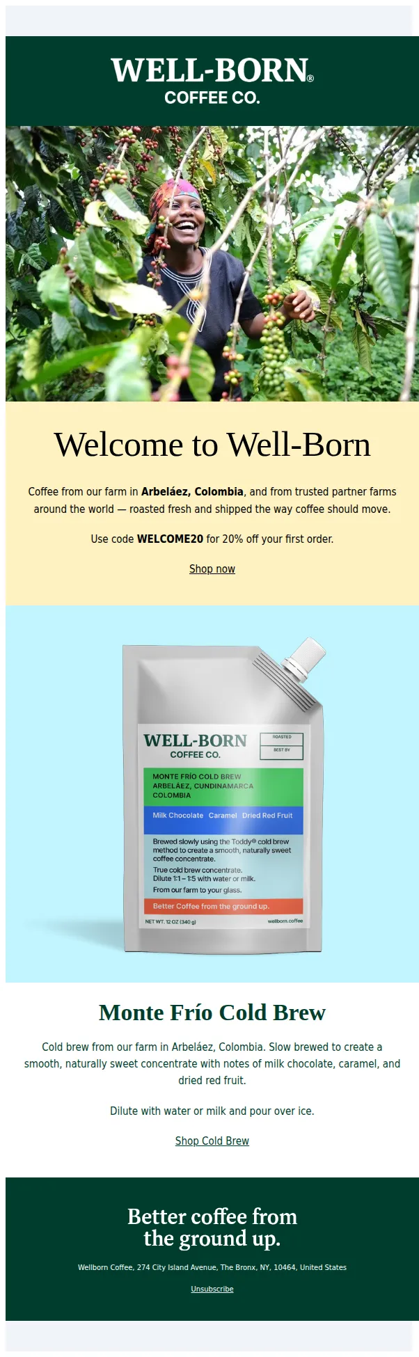 Well-Born Coffee email: Welcome to Well-Born Coffee