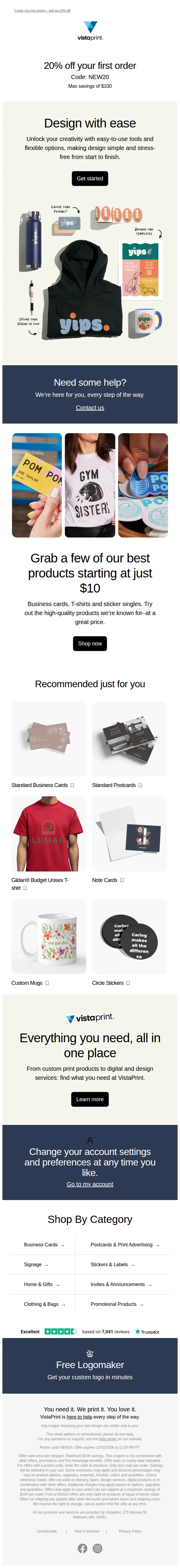 VistaPrint email: Ready to start your design? Let’s dive in...