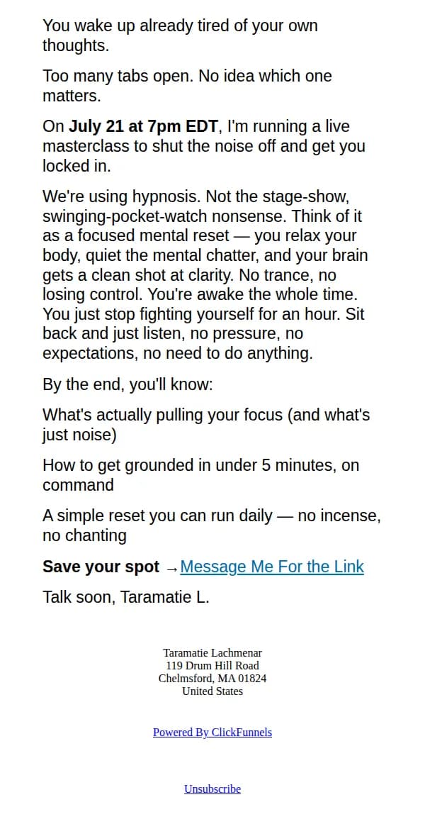 Corporate Men email: Your head is loud. Let's fix that.