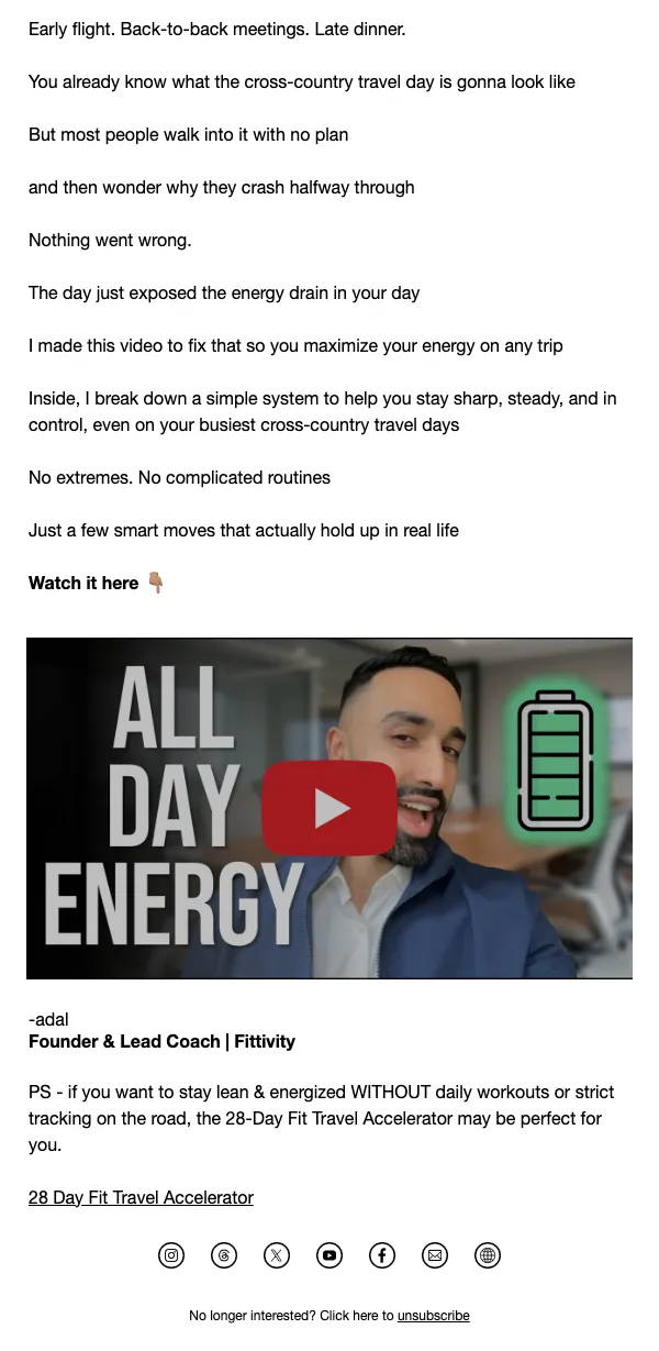 Fittivity email: The real reason you feel drained after cross-country flights