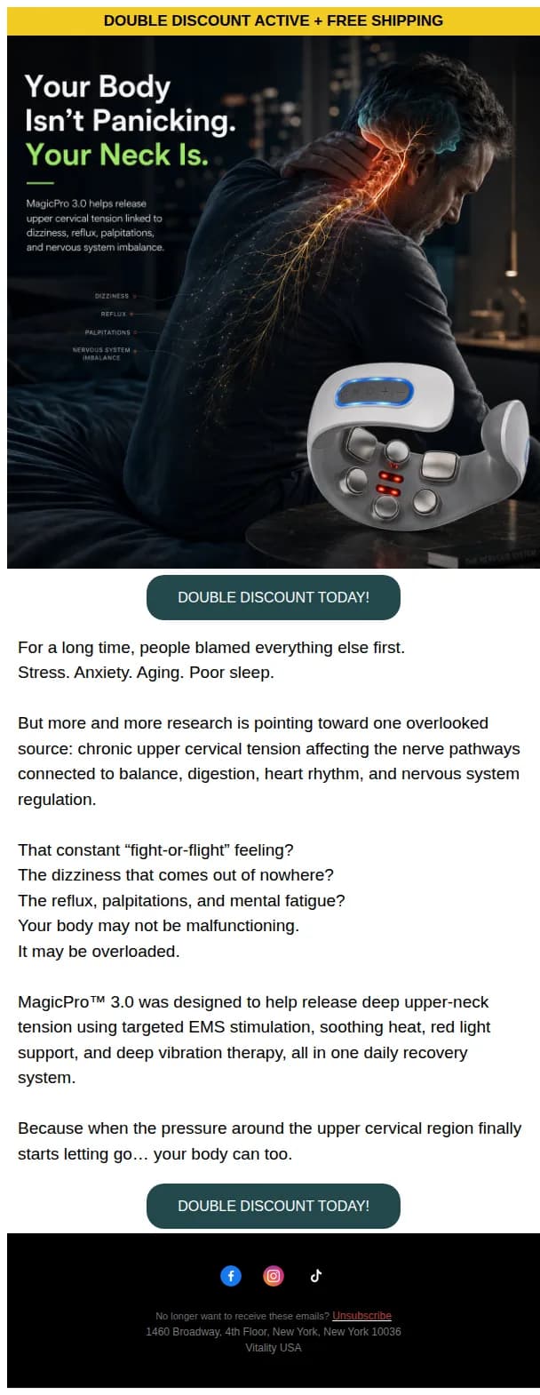 Vitality email: It Was Your Neck