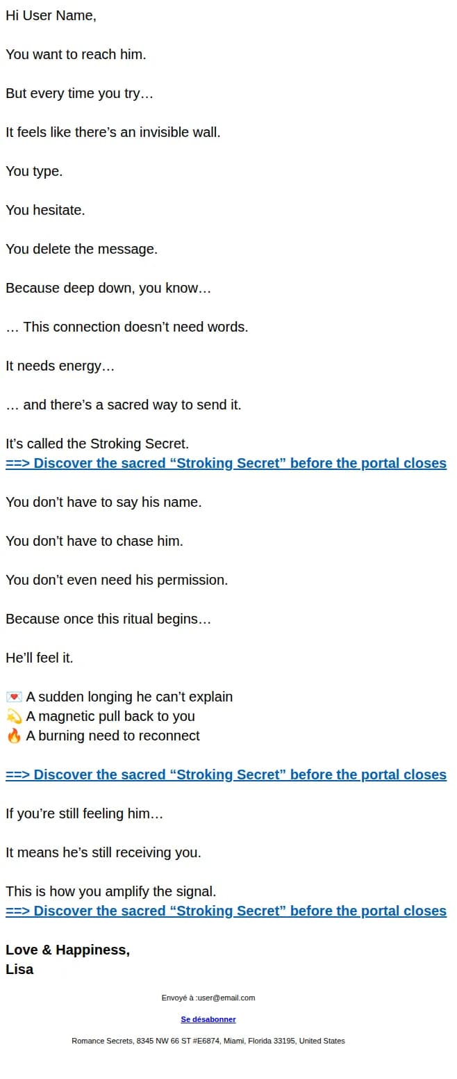 Romance Secrets email: stroke this when you think of him...