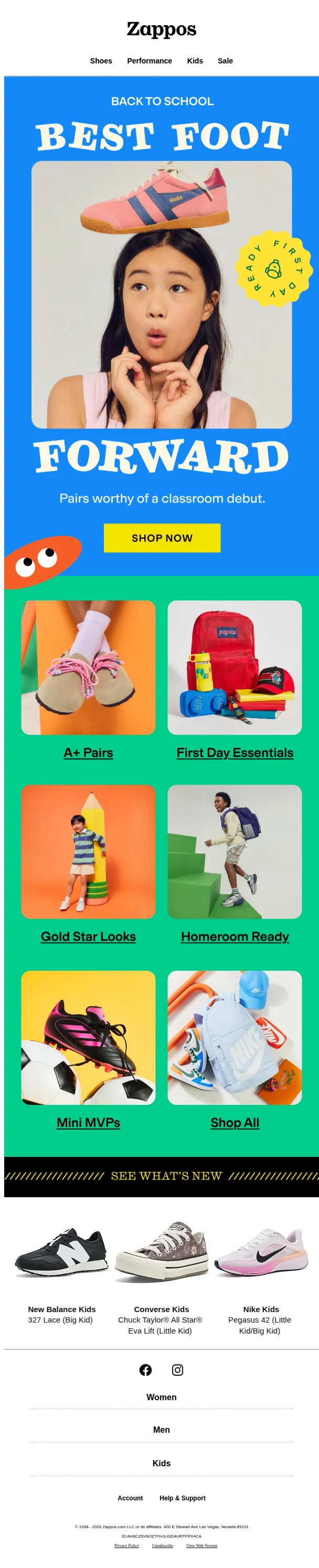Zappos email: Dress code: show-&-tell worthy 🎒