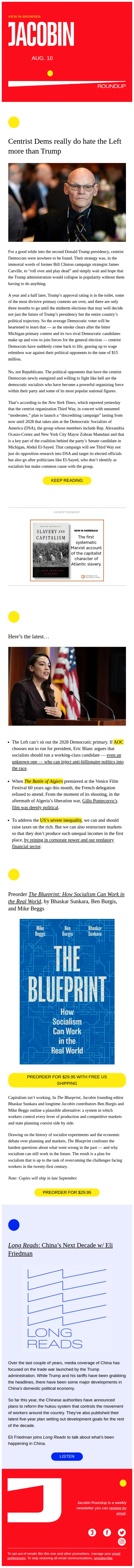 Jacobin Magazine email: Centrist Dems really do hate the Left more than Trump