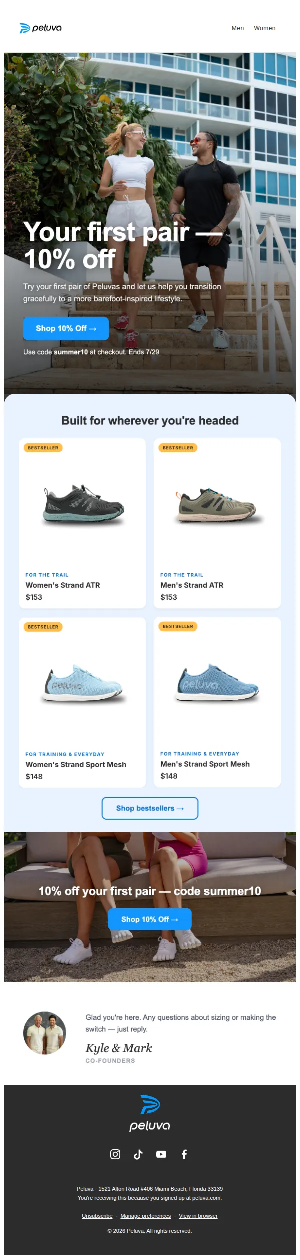 Peluva email: Your first pair - 10% off