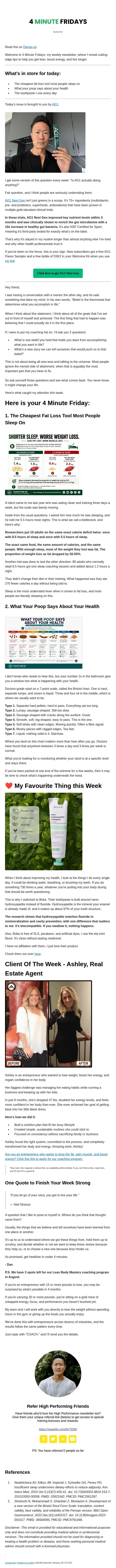 High Performance Founder email: 4 Minute Fridays: The cheapest fat loss tool most people sleep on, what your poop says about your health & the toothpaste I use every day