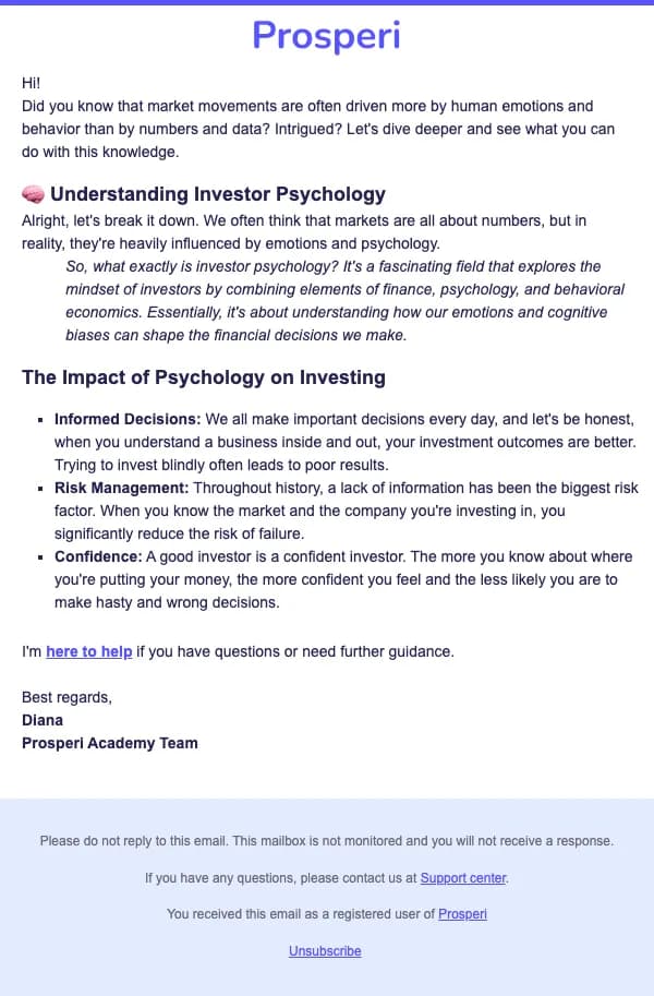 Prosperi Academy email: Learn the Key Principles of Investor Psychology