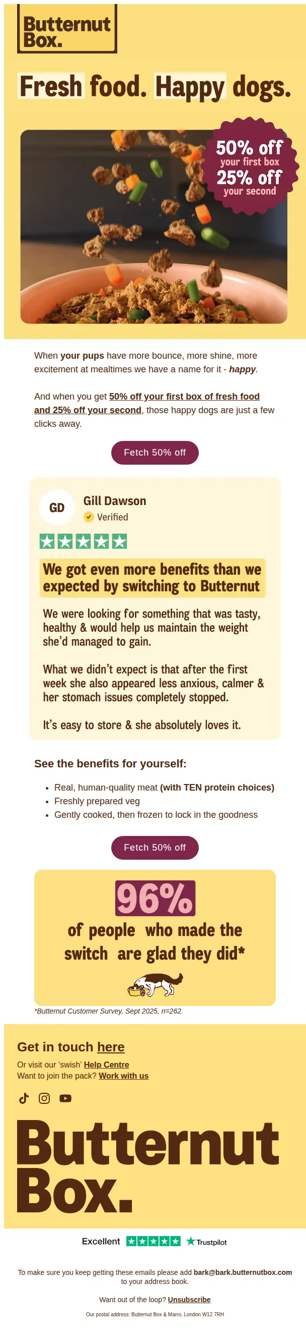 Butternut Box email: How to tell when your pups are happy?