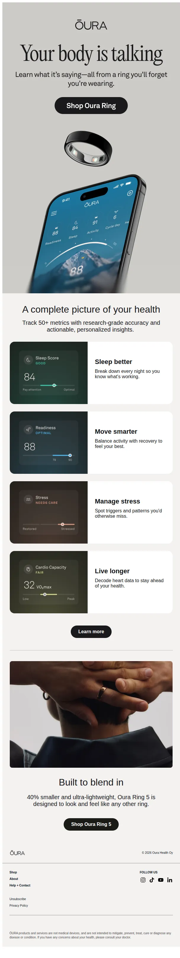 Oura email: Ready to listen to your body?