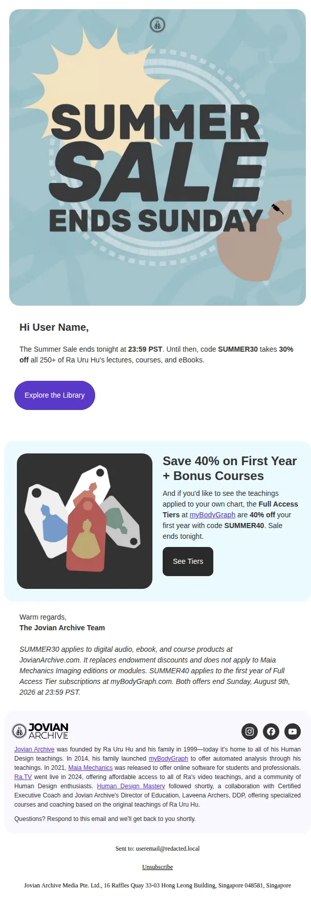Jovian Archive email: Last Chance: Ra's Teachings at 30% Off