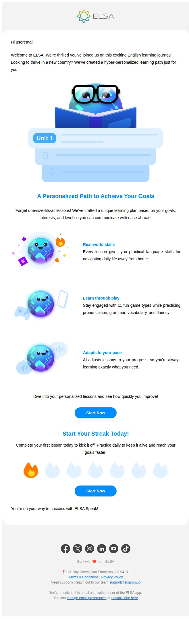 ELSA Speak email: ✈️ Prepare for Life Abroad with Custom English!