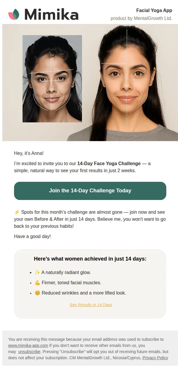 Mimika email: ✨ See your “Before & After” in just 14 days