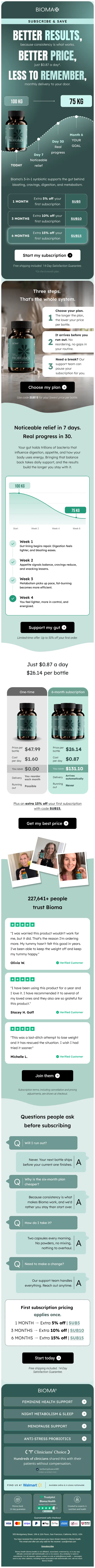 Bioma email: $0.87 a day, delivered to your door
