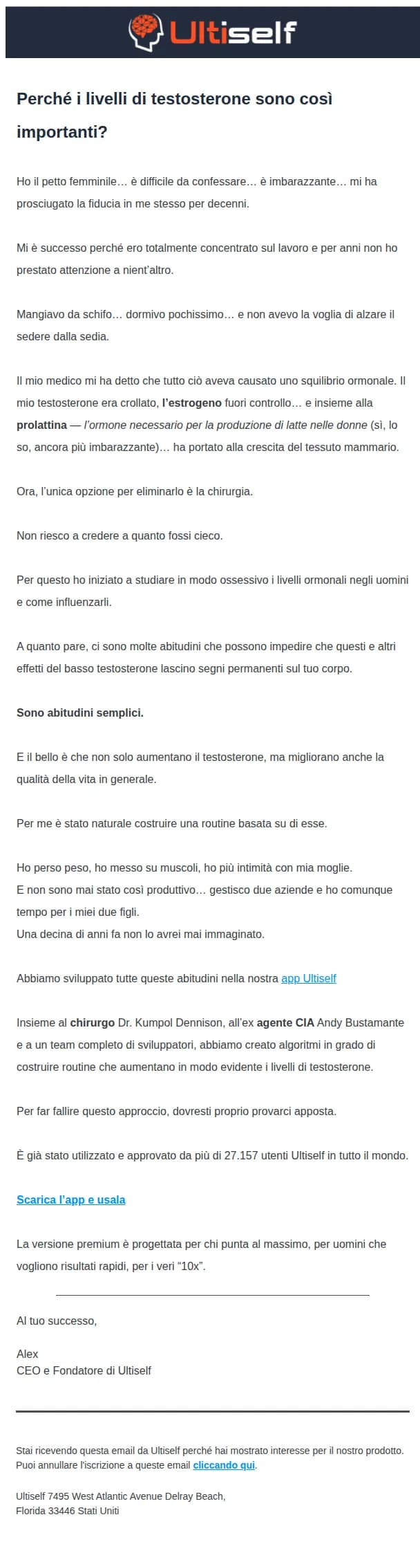 Ultiself email: La mia storia con la bassa testosterone