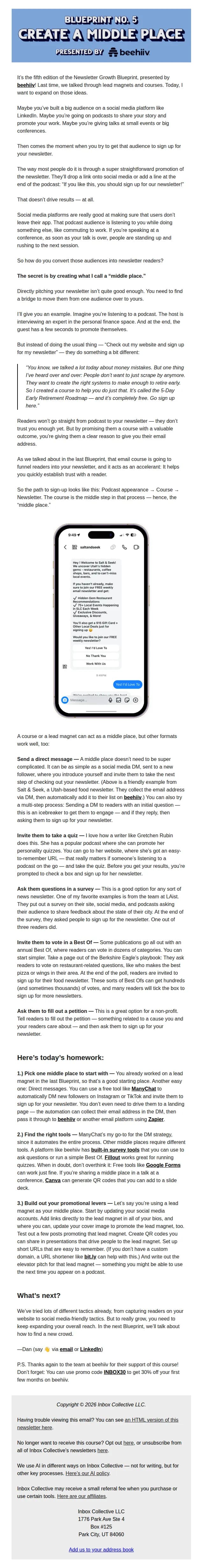 Dan Oshinsky email: Growth Blueprint #5: Create a middle place