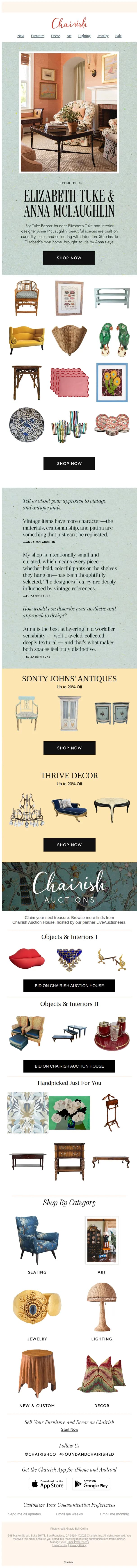 Chairish email: A First Look at TUKE Bazaar’s Palm Beach Debut