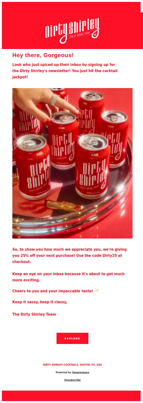 EXTRA FANCY DIRTY SHIRLEY email: Welcome to the Dirty Shirley Squad