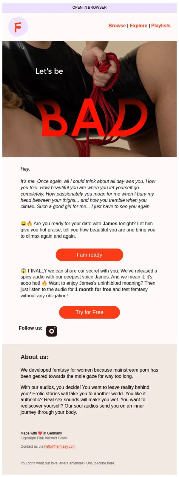 femtasy email: My head between your thighs... 👄💥