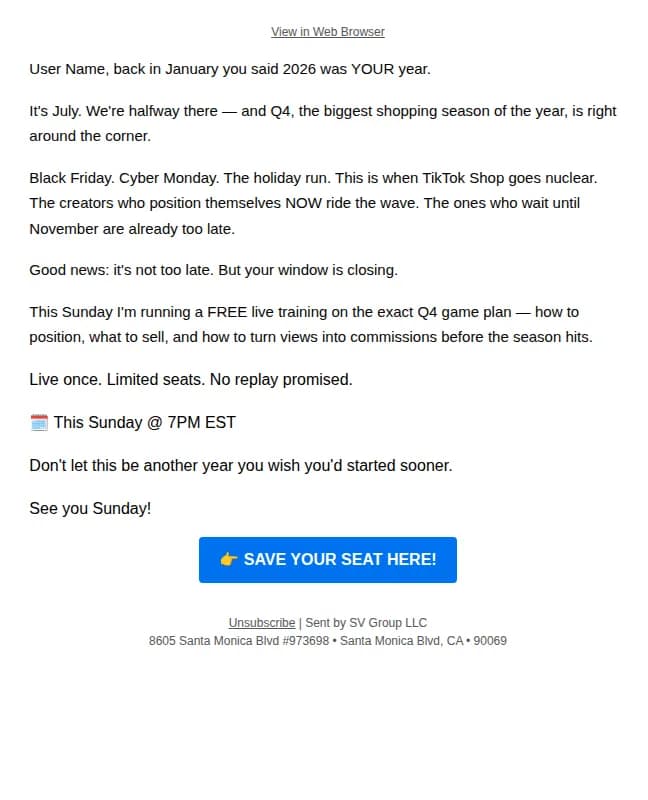 Stay Viral email: Your TikTok Shop Q4 game plan (free Sunday)