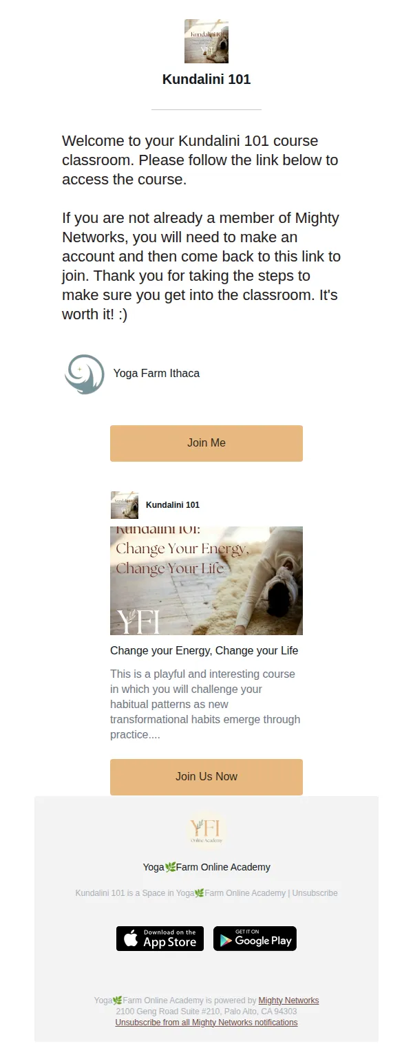Yoga Farm Ithaca email: Your invitation to join me in Kundalini 101 in Yoga🌿Farm Online Academy