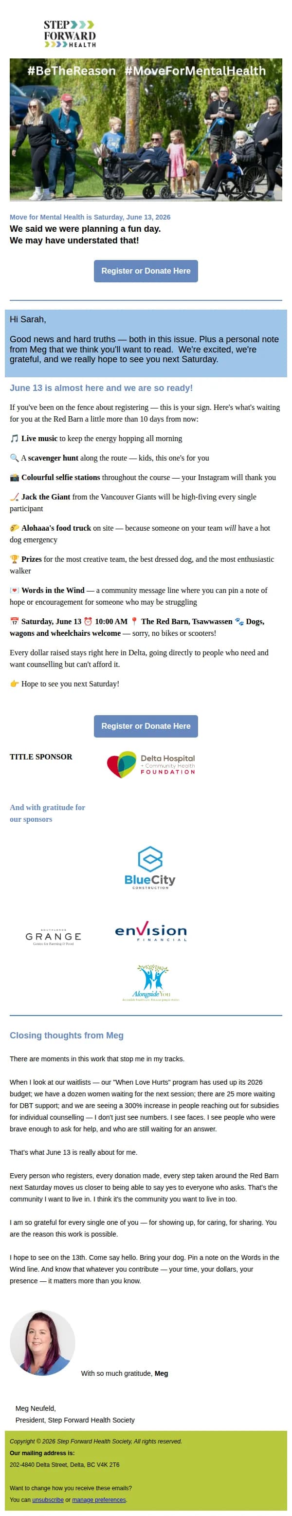 Step Forward Health Society email: The Waitlist is Real. Be The Reason Someone Gets Help.