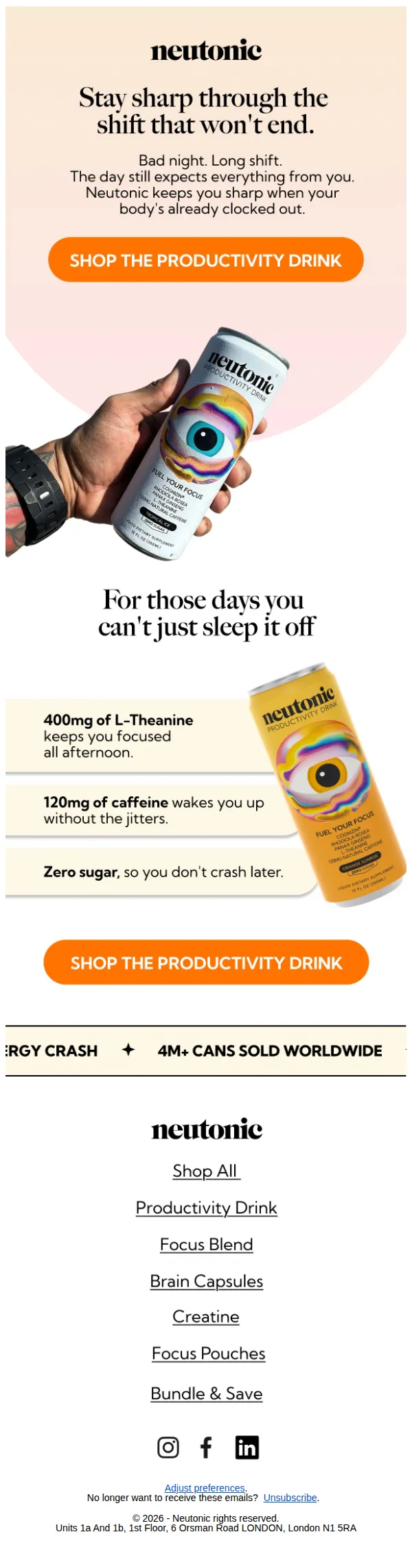 Neutonic email: Running on three hours sleep again?