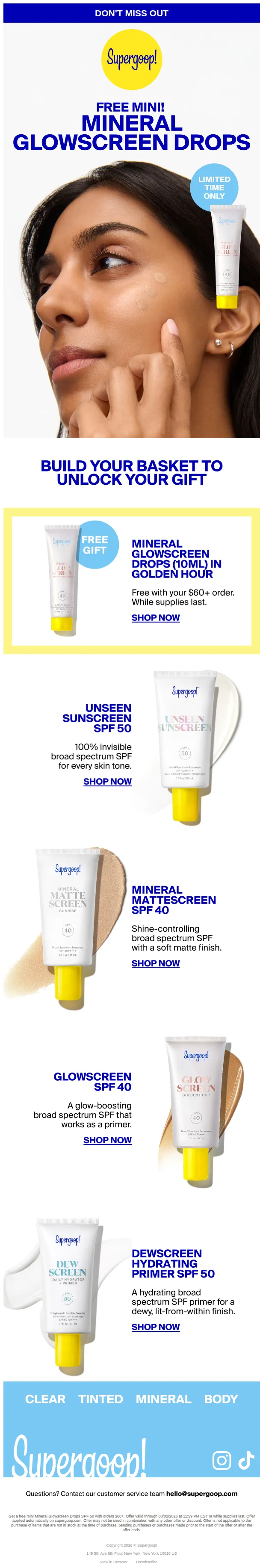 Supergoop! email: Don’t miss out on FREE SPF ☀️