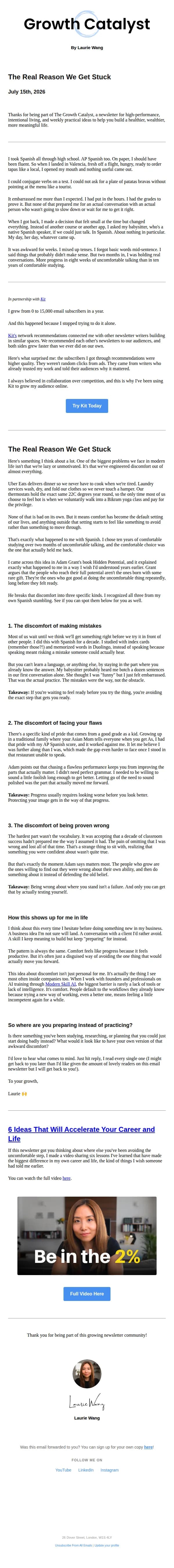 Laurie Wang email: The Real Reason We Get Stuck