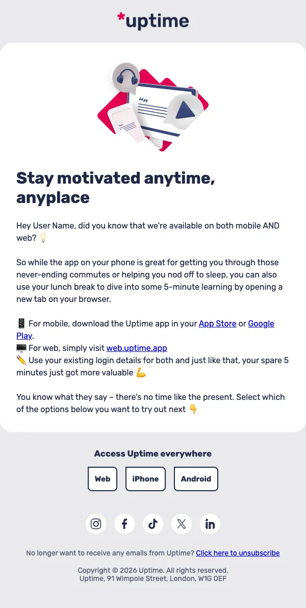 Uptime email: Access Uptime everywhere you go