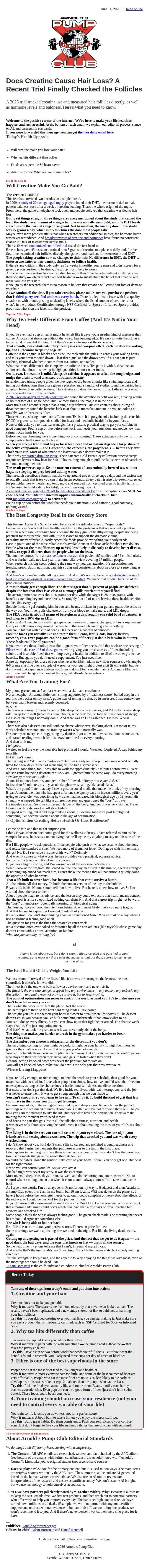 Arnold's Pump Club email: creatine and baldness (everything you need to know)