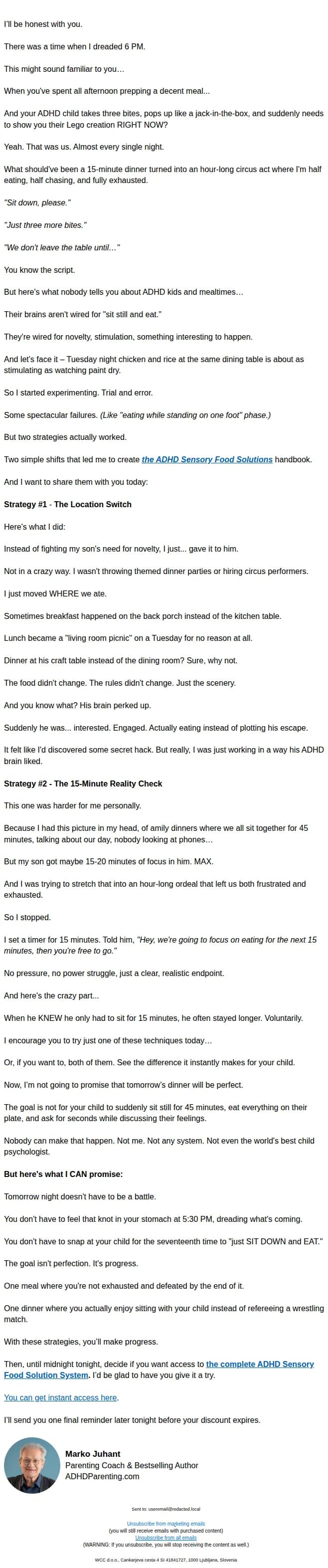 ADHD Parenting email: I swear, dinnertime at my house used to be a nightmare...