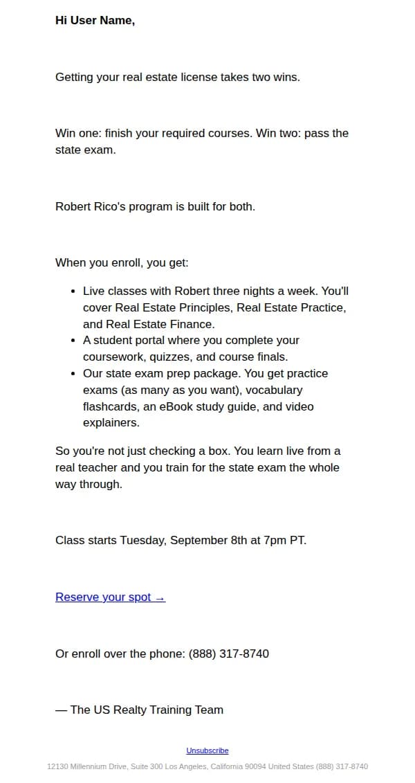 US Realty Training email: Everything you get in this course