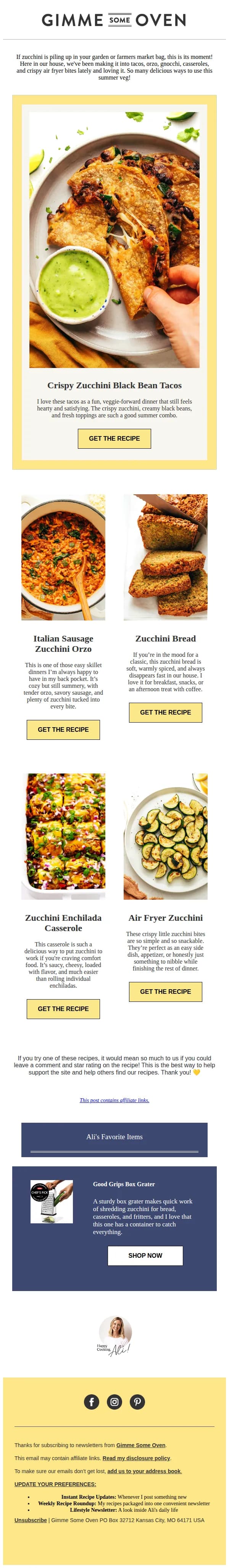 Ali email: Zucchini Season Is Here!