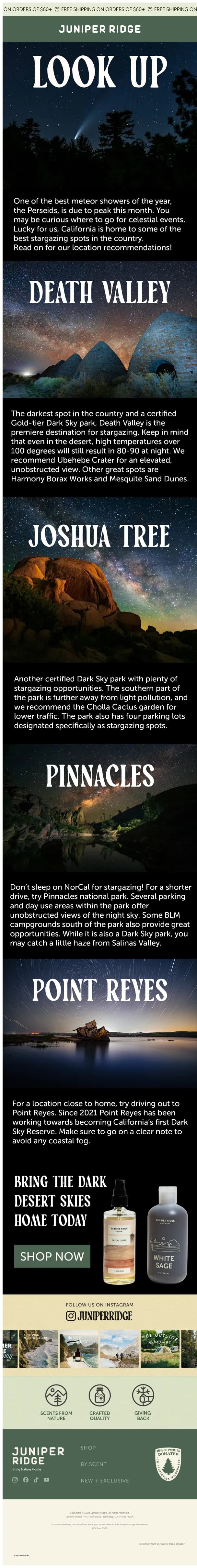 Juniper Ridge email: Reach for the Stars 🌠