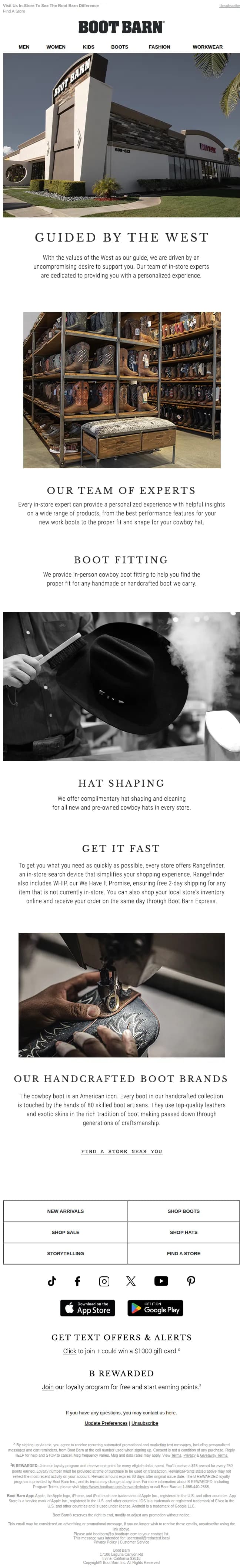 Boot Barn email: Get More In-Store