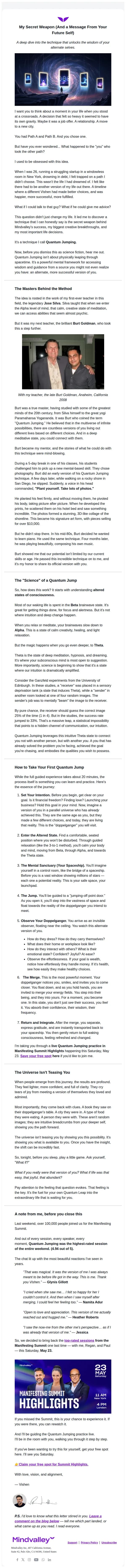 Mindvalley email: My secret weapon (and a message from your future self)
