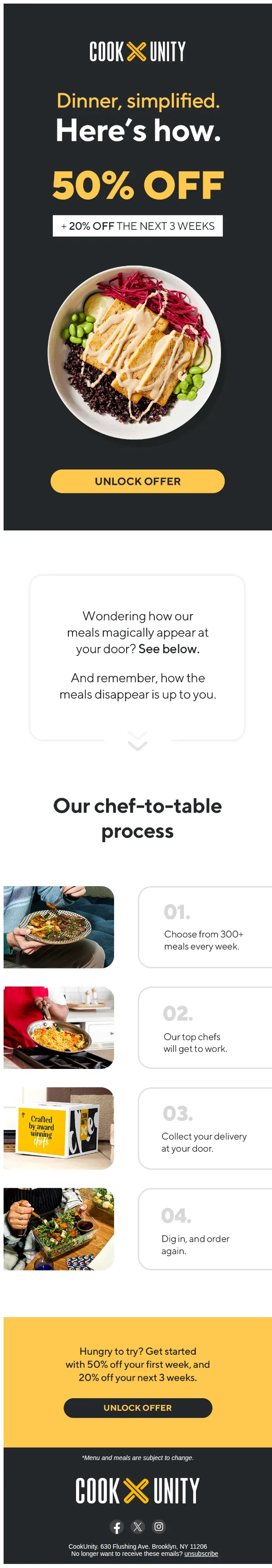 CookUnity email: CookUnity 101, and 50% off