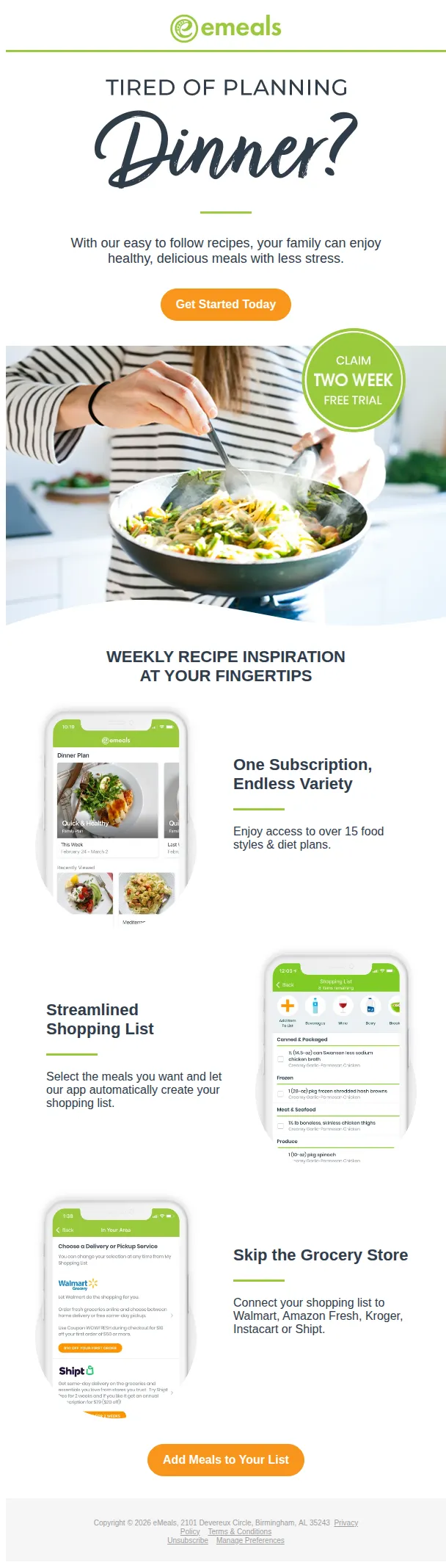 eMeals email: Streamline your Dinner Process with eMeals 🍔