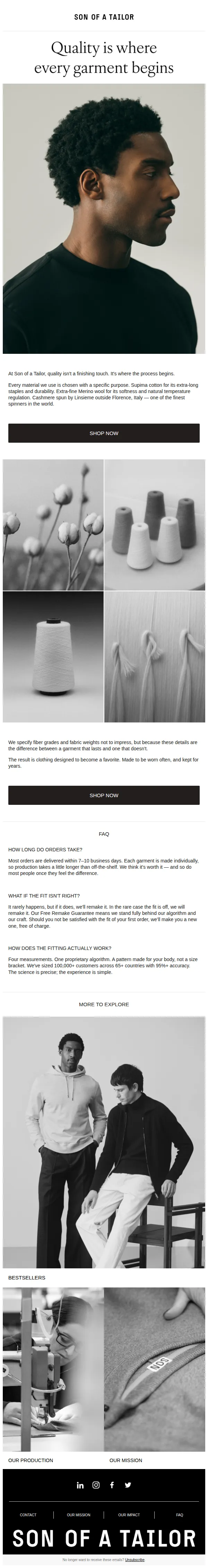 Son of a Tailor email: Quality is where every garment begins