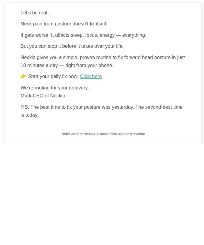 Necklo email: Still hoping the pain will "just go away"?