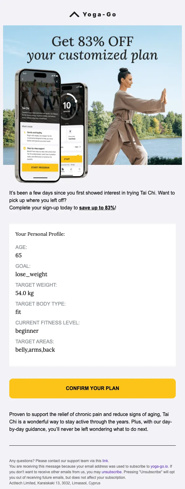 Tai Chi Workouts email: Price drop - exclusively for you