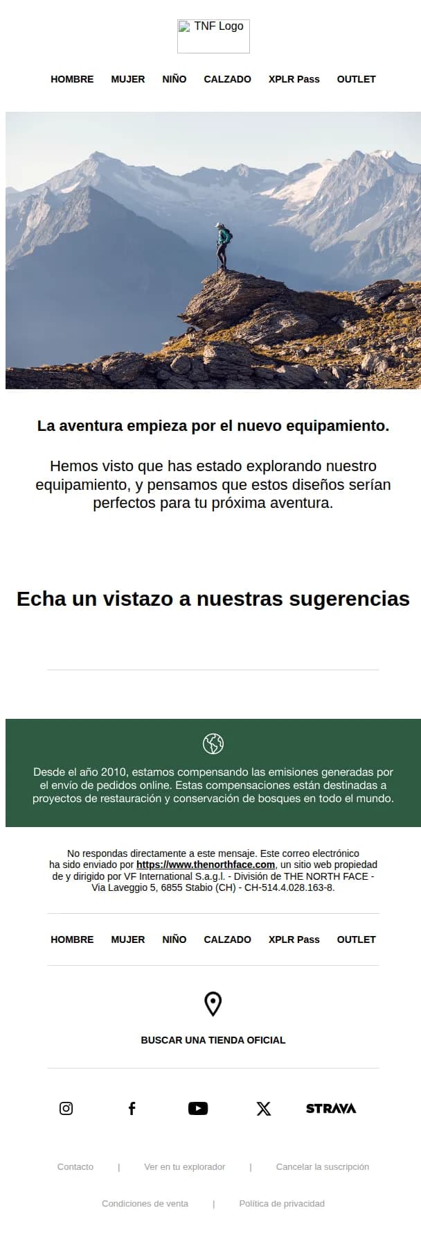 The North Face email: ¿En busca del mejor equipamiento? Nosotros tenemos lo que necesitas