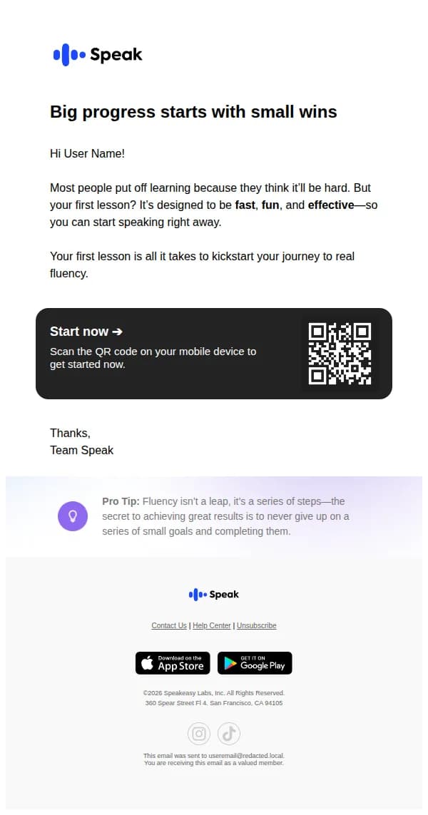 Speak email: Still waiting to start learning? Let’s make it easy.