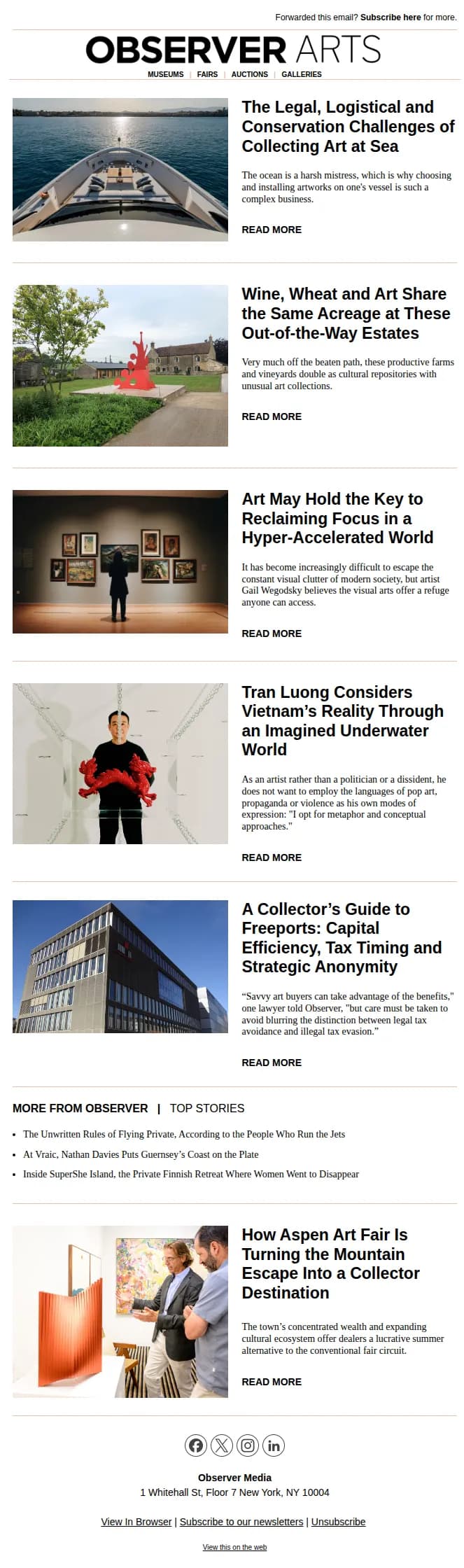 Observer email: The Legal, Logistical and Conservation Challenges of Collecting Art at Sea