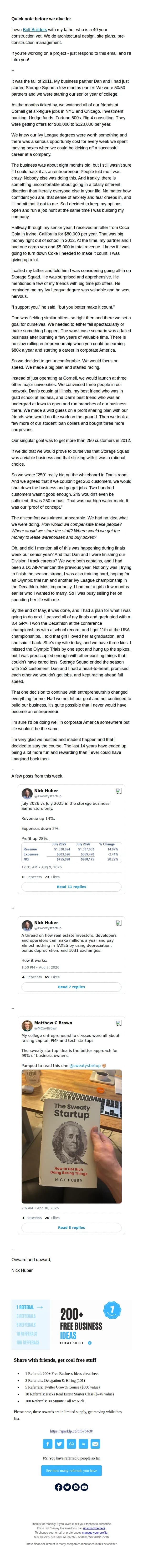 Sweaty Startup email: The decision that changed everything
