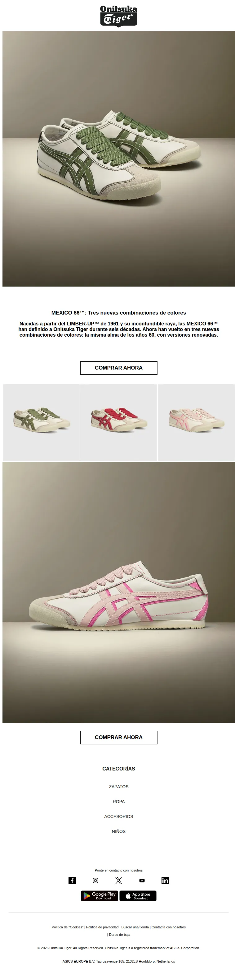 Onitsuka Tiger email: MEXICO 66™: nuevo tono