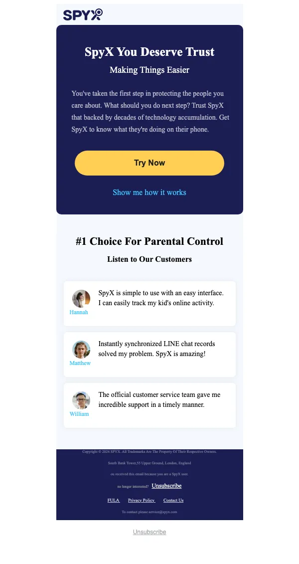 SpyX email: No better than us | Phone monitoring software.