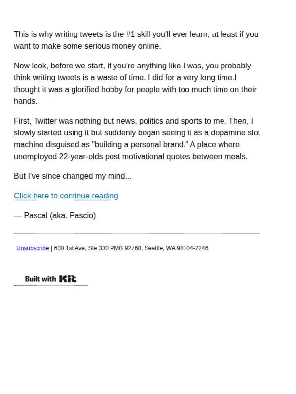 Pascio email: The 280 character habit
