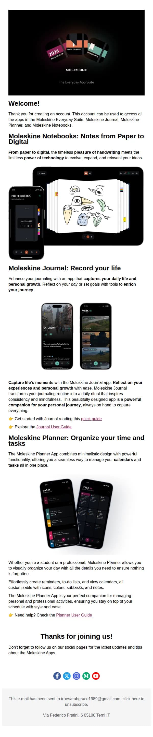 Moleskine Everyday email: Welcome To Moleskine Everyday