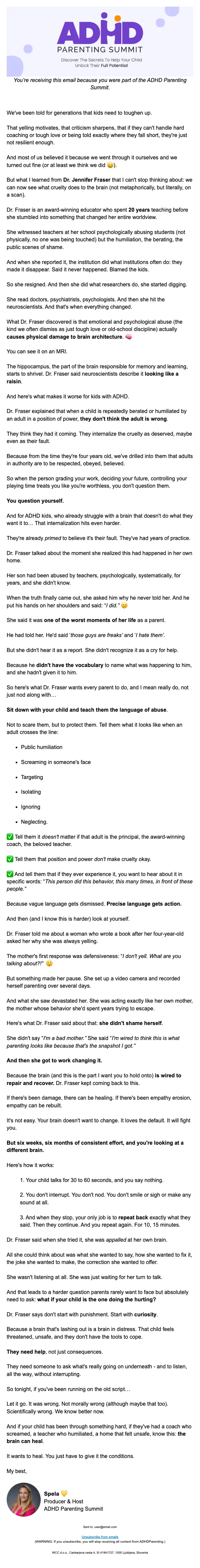 Spela email: The myth of toughening them up